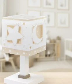 Lampe de chevet pour enfants Moonlight lune et étoiles beige