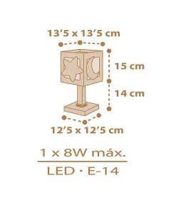 Lampe de chevet pour enfants Moonlight lune et étoiles beige