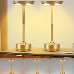 Lampe de chevet sans fil Nettlife à piles Lampe de table LED tactile à intensité variable, lot de 2 avec batterie rechargeable USB