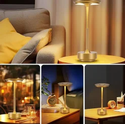 Lampe de chevet sans fil Nettlife à piles Lampe de table LED tactile à intensité variable, lot de 2 avec batterie rechargeable USB