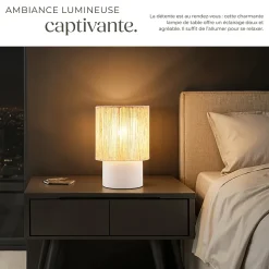 Lampe de chevet style bohème 60W avec fibre naturelle