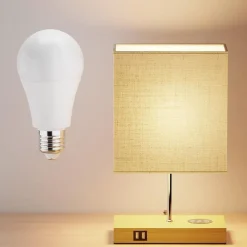 Lampe de Chevet Tactile 3 Intensité avec Chargeur Sans Fil 10W marron