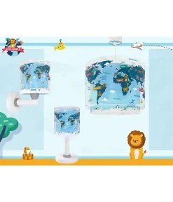 Lampe de chevet Veilleuse LED pour enfants Kids World Carte du Monde