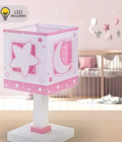 Lampe de chevet Veilleuse LED pour enfants Moonlight lune et étoiles rose