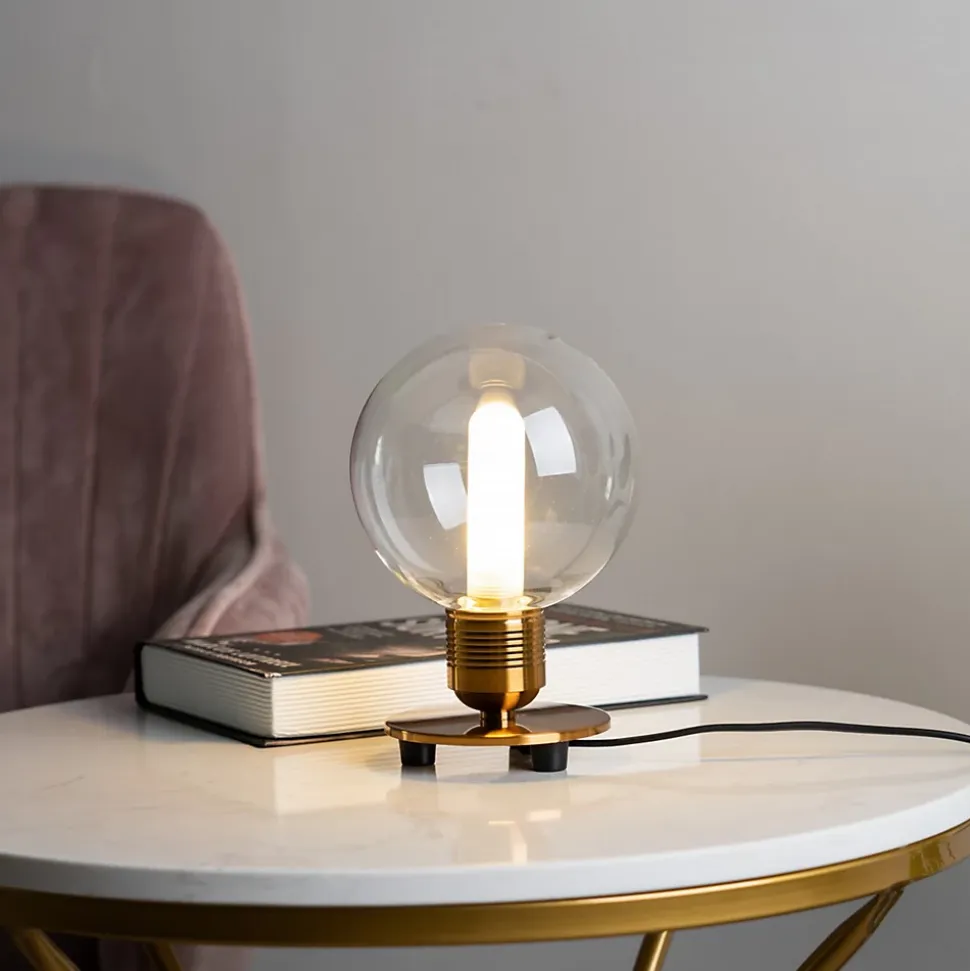 Lampe de chevet vintage dorée en verre - Giani