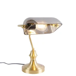 Lampe de notaire classique dorée avec verre miroir fumé - Banker