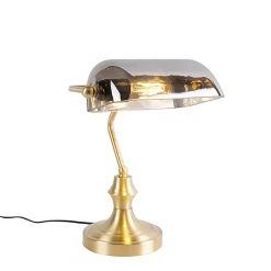 Lampe de notaire classique dorée avec verre miroir fumé - Banker