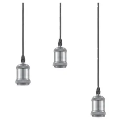 Lampe de plafond suspension design en métal satin mat E27 3 spots compatible LED