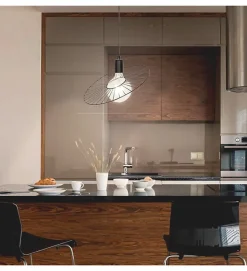 Lampe de plafond suspension design sphère en métal noir E27 compatible LED