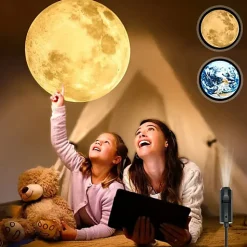 Lampe de projection LED Terre et Lune