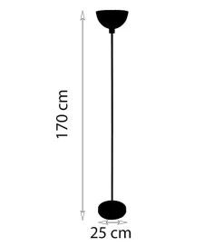 Lampe de salon design Bolton 170cm métal et verre gris fumé compatible LED