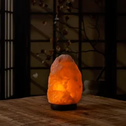 Lampe De Sel - Home Deco Factory - Socle Bois - Rose - H17 X L10 X P12 Cm