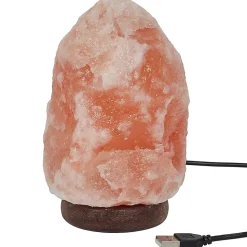 Lampe De Sel - Home Deco Factory - Socle Bois - Rose - H17 X L10 X P12 Cm