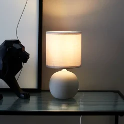 Lampe De Table - Home Deco Factory - Taupe Mat - Gris - H12,9 X L25 X P12,9 Cm