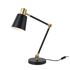 Lampe de table Abergele E27 métal 68 x 38 x 17 cm noir or blanc lux.pro