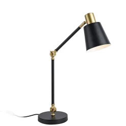 Lampe de table Abergele E27 métal 68 x 38 x 17 cm noir or blanc lux.pro