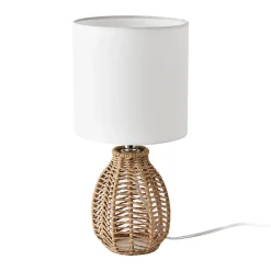 Lampe de table Alfreton E14 36 cm beige chrome blanc lux.pro