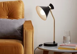 Lampe de table Apennin GoodHome E27 noir mat