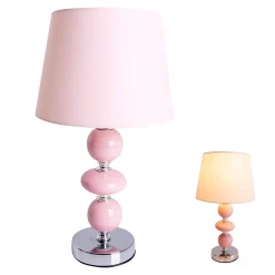 Lampe de table Araga 36cm metal ceramique textile rose douille E14 salle a manger salon entree bureau