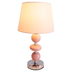 Lampe de table Araga 36cm metal ceramique textile rose douille E14 salle a manger salon entree bureau