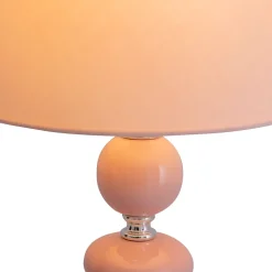 Lampe de table Araga 36cm metal ceramique textile rose douille E14 salle a manger salon entree bureau