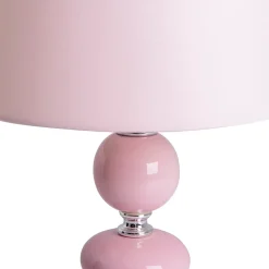 Lampe de table Araga 36cm metal ceramique textile rose douille E14 salle a manger salon entree bureau