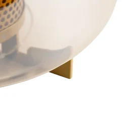 Lampe de table Art déco dorée avec verre ambre 30 cm - Kevin