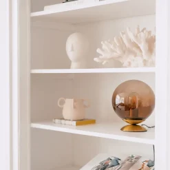 Lampe de table Art Déco en laiton avec verre fumé - Pallon