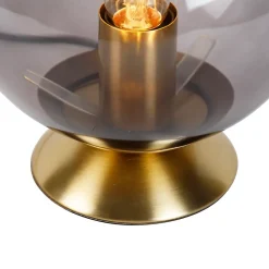 Lampe de table Art Déco en laiton avec verre fumé - Pallon