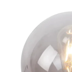 Lampe de table Art Déco en laiton avec verre fumé - Pallon