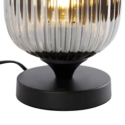 Lampe de table Art déco noire avec verre fumé - Banci