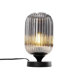 Lampe de table Art déco noire avec verre fumé - Banci