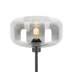 Lampe de table Art déco noire avec verre fumé - Bizle