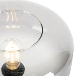Lampe de table Art déco noire avec verre fumé - Bizle