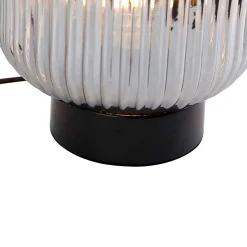 Lampe de table Art déco noire avec verre fumé - Karel