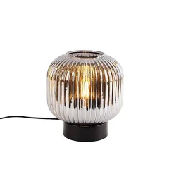 Lampe de table Art déco noire avec verre fumé - Karel