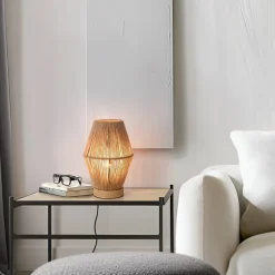 Lampe de table Arundel E27 25 x 16 x 16 cm effet bois naturel lux.pro