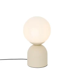 Lampe de table beige chic d'hôtel avec verre opale - Pallon Trend
