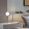 Lampe de Table Boule en Verre et Aluminium Argenté Éclairage Nocturne pour Chambres et Salons E27 18cm ALESSIA