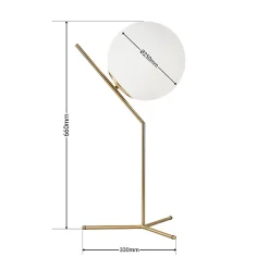 Lampe de Table Boule en Verre et Aluminium Doré Éclairage de Nuit pour Chambres et Salons 25cm LUCYE27