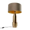 Lampe de table bronze avec abat-jour en velours taupe et doré 50 cm - Bruut