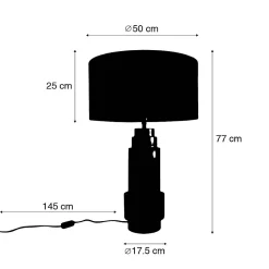 Lampe de table bronze avec abat-jour en velours taupe et doré 50 cm - Bruut