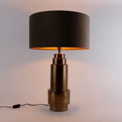 Lampe de table bronze avec abat-jour en velours taupe et doré 50 cm - Bruut