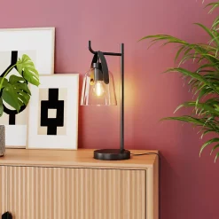 Lampe de table Calume E27 15W L.16xL.22,5xH.50cm noir GoodHome