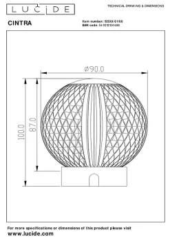 Lampe de table CINTRA en acrylique avec LED intégré - Transparent - Lucide