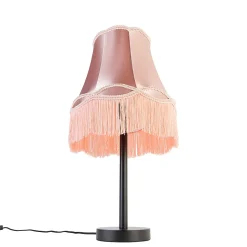 Lampe de table classique noire avec abat-jour rose 30 cm - Simplo