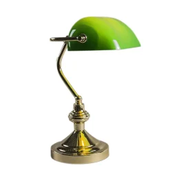 Lampe de table classique/lampe de notaire en laiton avec verre vert - Banker