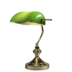 Lampe de table classique/lampe de notaire en laiton avec verre vert - Banker