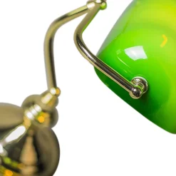 Lampe de table classique/lampe de notaire en laiton avec verre vert - Banker