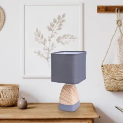 Lampe de table 'CREMONA' en céramique brune/grise avec douille E14, lampe de table pour le salon 31 cm de haut